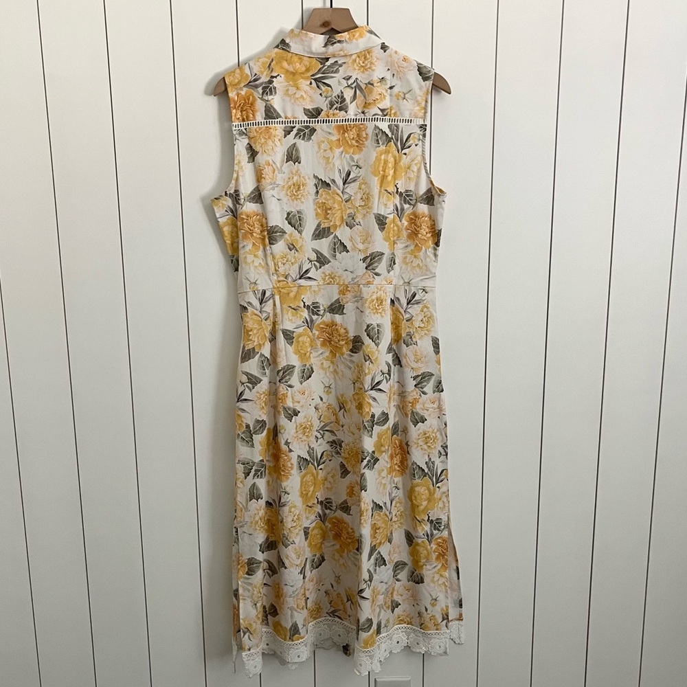 Rachel Parcell Sleeveless Shirt Dress in Peonies Floral - Picture 8 of 8